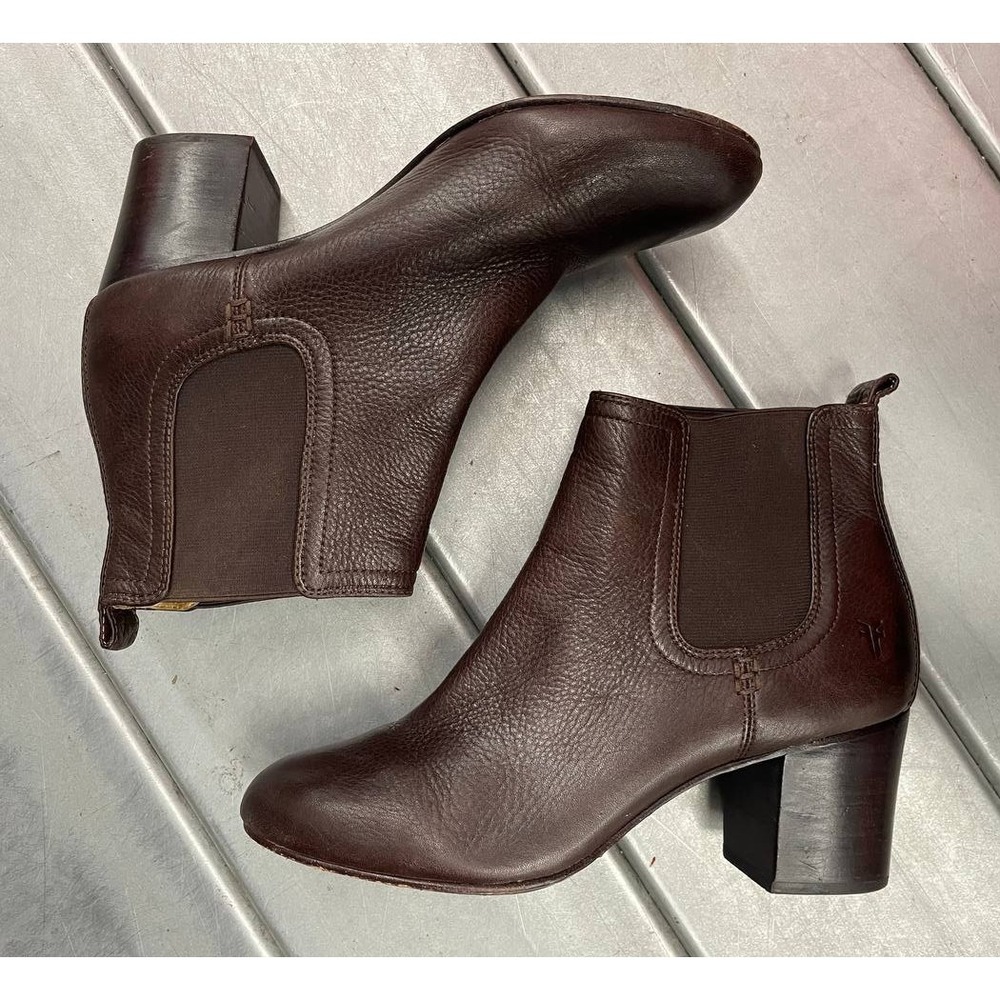 Frye Stella Chelsea Boots Womens 10M Dark Brown Leather Heel Bootie - Picture 10 of 12